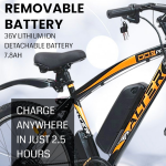 ALTER 26" 003PRO MODEL ELECTRIC CYCLE| REMOVABLE LI-ION BATTERY| PAS WITH 5 CONTROL MODE| 95% PRE ASSEMBLED WITH CHARGER