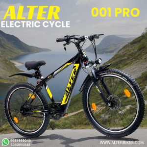 Alter 26" 001 PRO Model Electric Cycle with 36V 250W BLDC HUB Motor | 95% PRE- Assembled (Black & Golden)