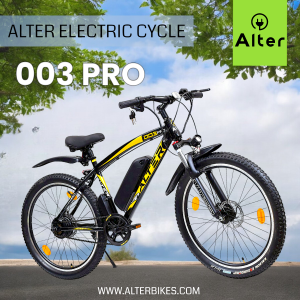 Alter 26" 003 PRO Model Electric Cycle with 7.8AH Removable Lithium ION Battery |  95% PRE- Assembled (Black & Golden)